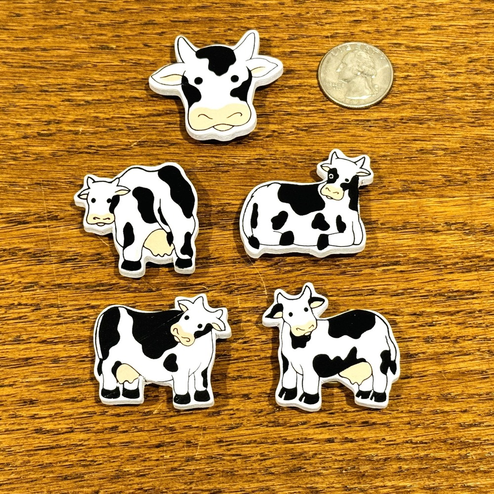 Unbranded Button Covers Set of 5 Cows in Different Positions Lightweight Vtg